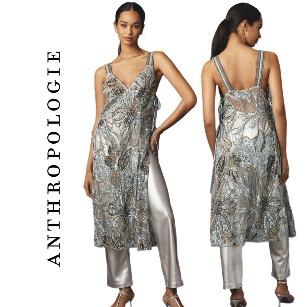 Anthropologie Bl-nk Side-Tie Sequin Tunic Top M/L